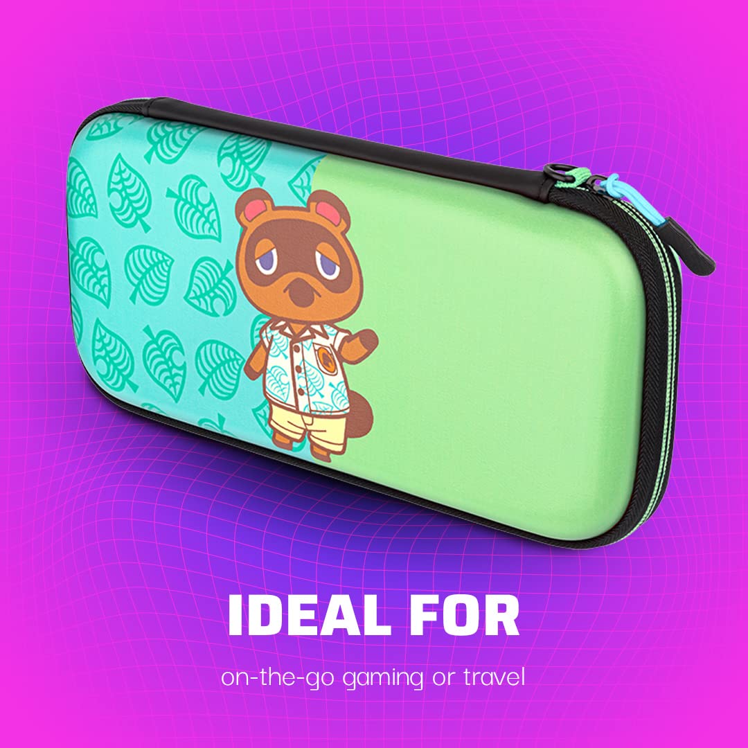 PDP Gaming Officially Licensed Switch Slim Deluxe Travel Case - Animal Crossing - Semi-Hardshell Protection - Protective PU Leather - Holds 14 Games - Works with Switch OLED & Lite - Perfect for Kids Animal Crossing Tom Nook