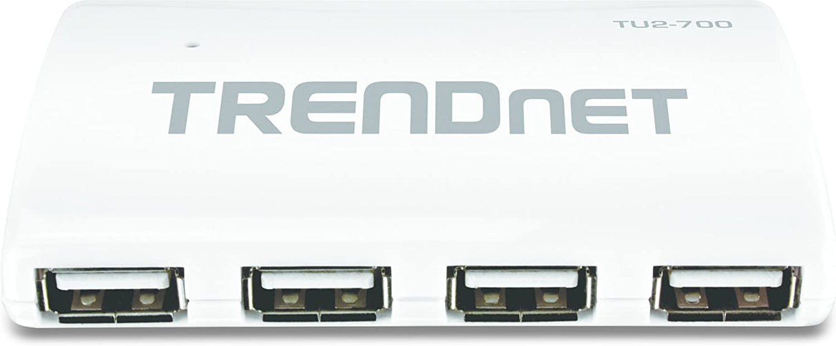 TRENDnet USB 2.0 7-Port High Speed Hub, 5V/2A Power Adapter, Up to 480 Mbps USB 2.0 Connection Speeds, 10 Watts Total Power, Compatible with Windows, Mac, and Linux, White, TU2-700 7 Port USB 2.0