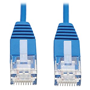 Tripp Lite CAT6 Ethernet Cable, Ultra Slim Cat6 Gigabit Cable, Molded UTP Network Patch Cable, Blue, 10 ft (N200-UR10-BL) 10ft.
