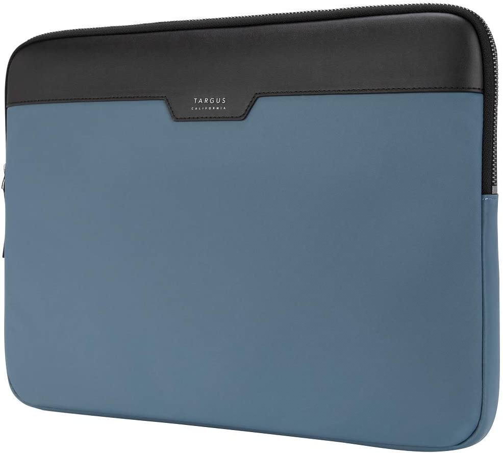 Targus Newport Modern Style Sleeve with Durable Water-Repellent Nylon, Back Zip Pocket Pouch, Protective Slipcase fits 13-14-Inch Laptop/Notebook, Blue (TSS100002GL) 14 in Blue
