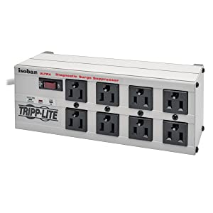 Tripp Lite ISOBAR8ULTRA Isobar 8 Outlet Surge Protector Power Strip, 12ft Cord, Right-Angle Plug, Metal Lifetime Limited Warranty & Dollar 50,000 Insurance White 8 Outlet 12 ft Cord Power Strip