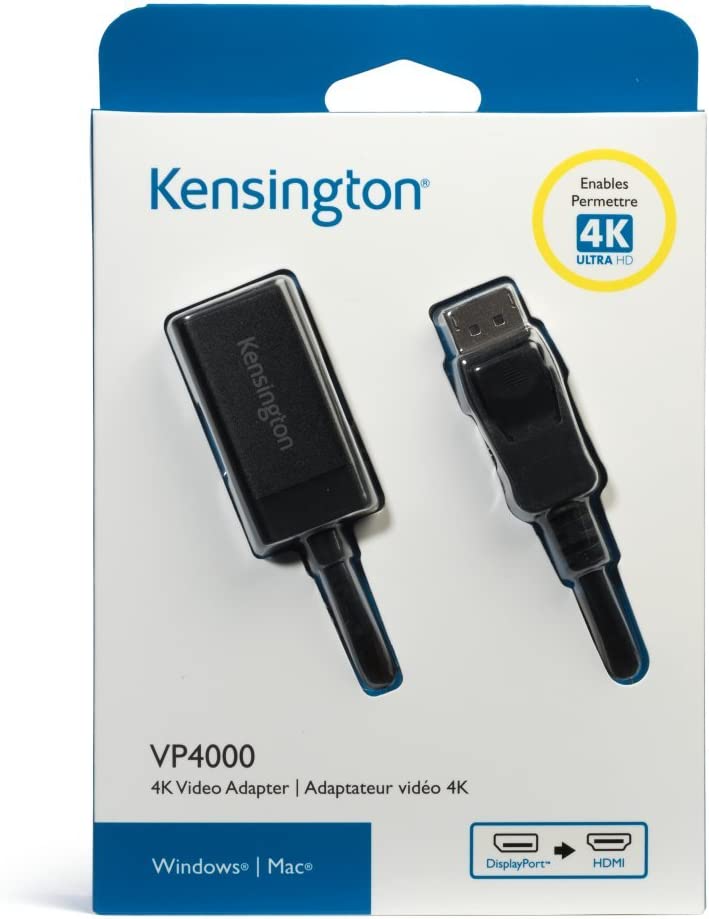Kensington VP4000 DisplayPort to HDMI 4K Video Adapter (K33984WW),Black