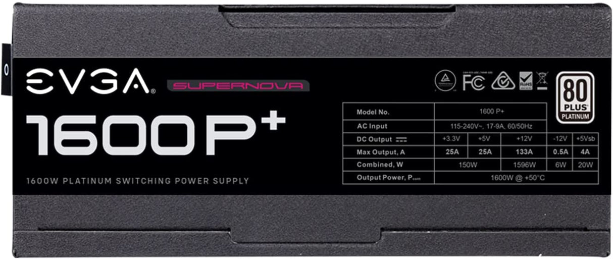 EVGA Supernova 1600 P+, 80+ Platinum 1600W, Fully Modular, 10 Year Warranty, Includes Free Power On Self Tester, Power Supply 220-PP-1600-X1