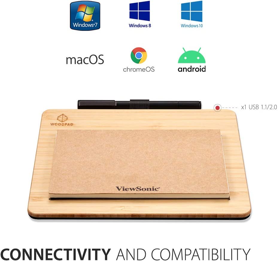 ViewSonic ID0730 7.5 Inch Portable Digital Writing Pen Pad with Battery Free Ink Pen for Sketching, Drawing, Graphic Design, Remote Teaching, Distance Learning Supports Windows, Mac, Android