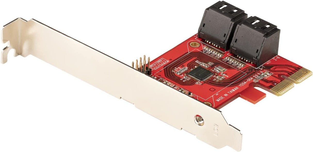 StarTech.com SATA PCIe Card - 4 Port PCIe SATA Expansion Card - 6Gbps - Low/Full Profile - Stacked SATA Connectors - ASM1164 Non-Raid - PCI Express to SATA Converter (4P6G-PCIE-SATA-CARD) PCIe 3.0 | 4 Ports
