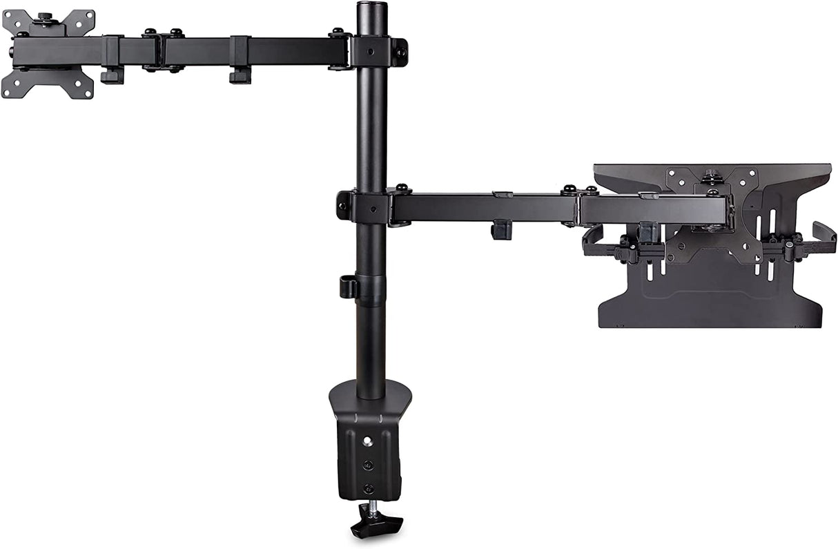 StarTech.com Monitor Arm with VESA Laptop Tray, For a Laptop (4.5kg/9.9lb) and a Single Display up to 32" (8kg/17.6lb), Black, Adjustable Laptop Arm Mount, C-clamp/Grommet Mount (A2-LAPTOP-DESK-MOUNT) Black Dual Joint Arm - Monitor & Laptop