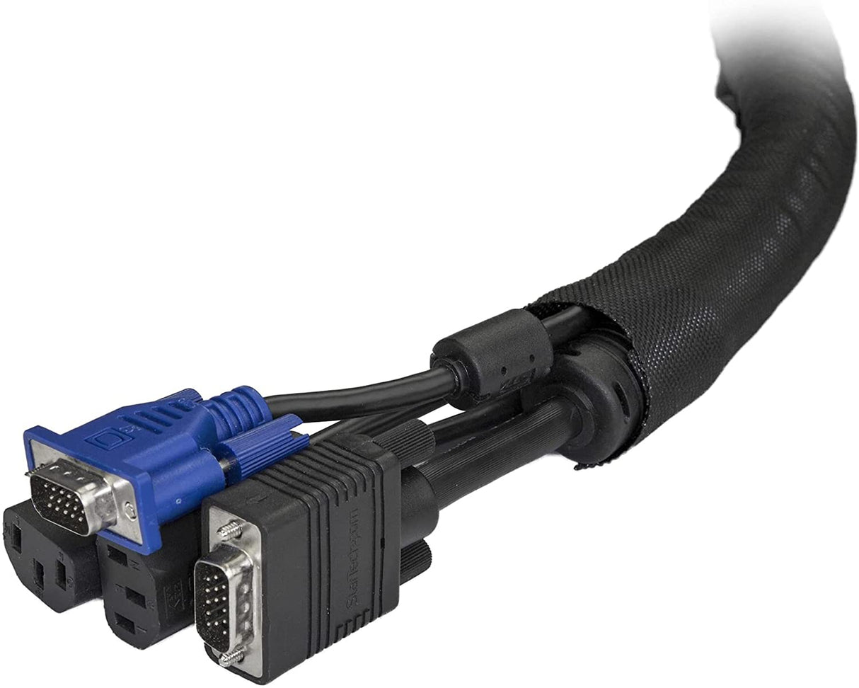 StarTech.com 6.5' (2m) Cable Management Sleeve - Flexible Coiled Cable Wrap - 1.0-1.5" dia. Expandable Sleeve - Polyester Cord Manager/Protector/Concealer - Black Trimmable Cable Organizer (WKSTNCM) 1" x 1" x 79.20"