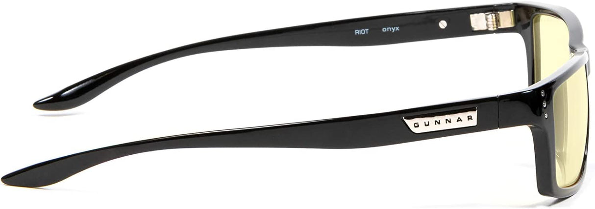 GUNNAR Optiks RIO-00101 Riot Computer Glasses, Block Blue Light, Anti-Glare, Minimize Digital Eye Strain, Prevent Headaches, Reduce Eye Fatigue and Sleep Better, Onyx/Amber