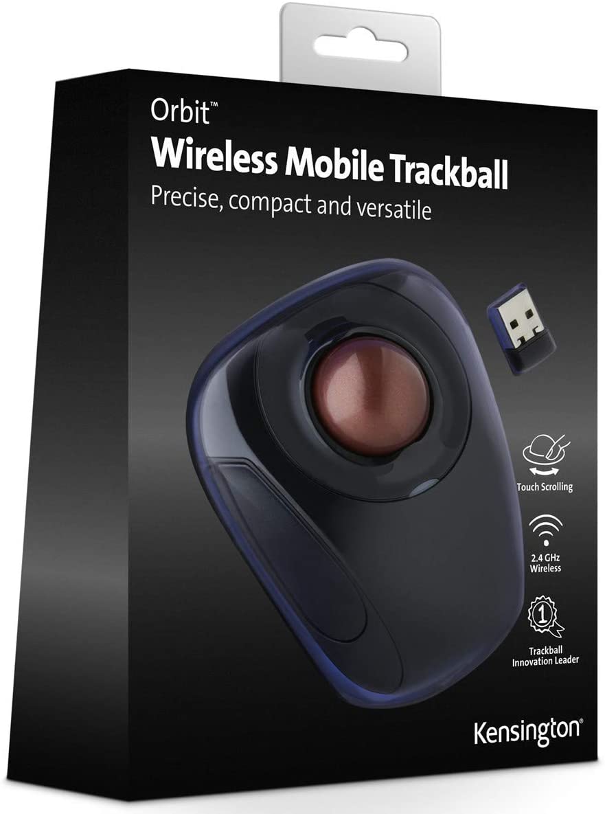 Kensington Orbit Wireless Trackball Mouse with Touch Scroll Ring (K72352US),Black