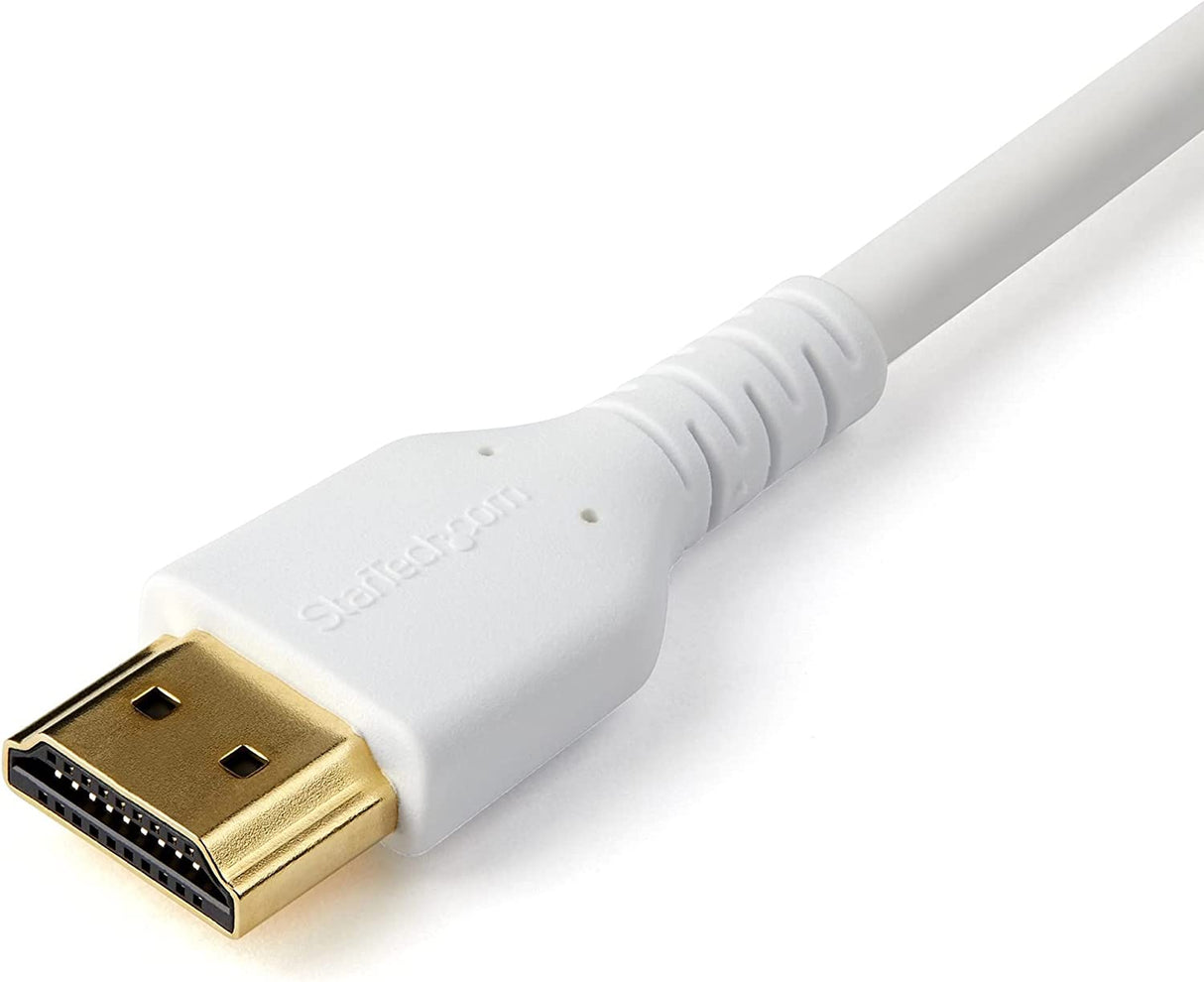 StarTech.com 3ft (1m) Premium Certified HDMI 2.0 Cable with Ethernet - Durable High Speed UHD 4K 60Hz HDR - Rugged M/M HDMI Cord with Aramid Fiber - TPE - Ultra HD Monitors, TVs & Displays (RHDMM1MPW) White 3 ft/1m