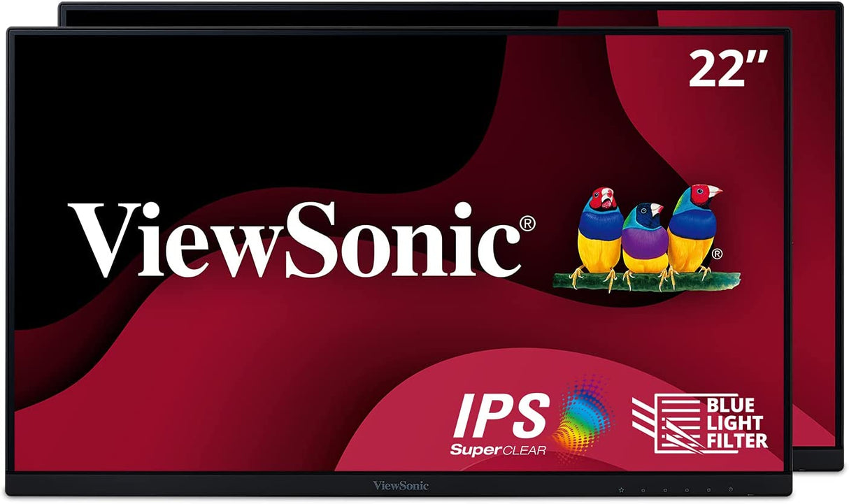 ViewSonic VA2256-MHD_H2 Dual Pack Head-Only 1080p IPS Monitors with Ultra-Thin Bezels, HDMI, DisplayPort and VGA for Home and Office 22-Inch Dual Pack