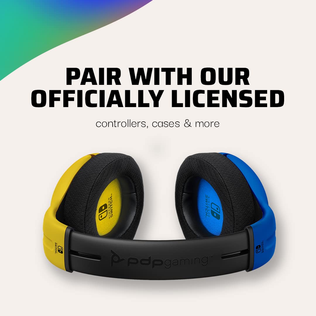 PDP Gaming LVL40 Stereo Headset with Mic for Nintendo Switch - PC, iPad, Mac, Laptop Compatible - Noise Cancelling Microphone, Lightweight, Soft Comfort On Ear Headphones, 3.5mm jack - Yellow & Blue Yellow/Blue Headset