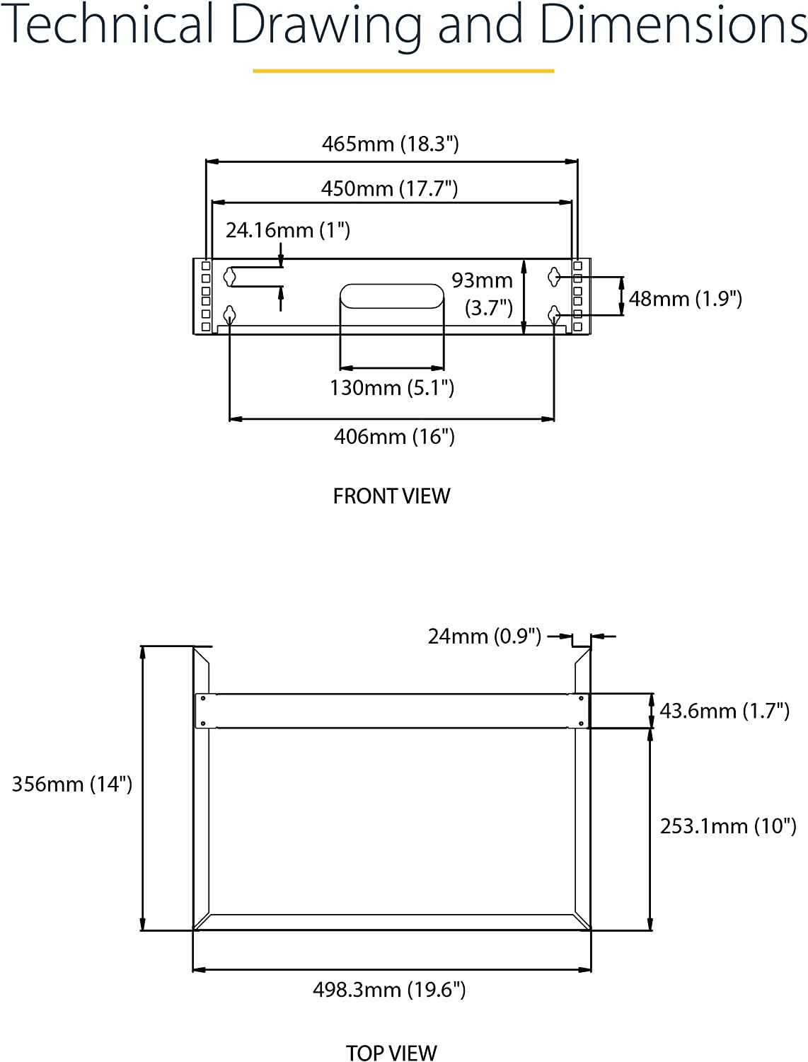 StarTech.com 2U Wall Mount Network Rack - 14 in Deep (Low Profile) - 19" Patch Panel Bracket for Shallow Server, IT Equipment, Network Switches - 77lbs/35kg Weight Capacity, Black (RACK-2U-14-BRACKET) 2U Panel Bracket