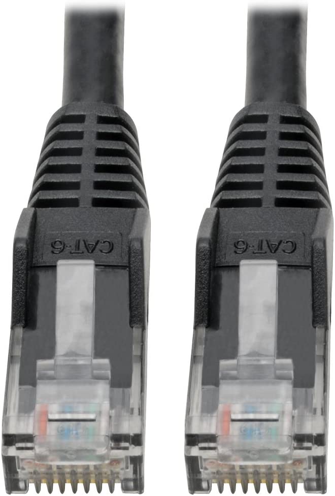 Tripp Lite Cat6 Gigabit Ethernet Snagless Molded Patch Cable, 24 AWG 550Mhz Premium UTP, Black GbE RJ45 M/M 6in 6" (N201-06N-BK)