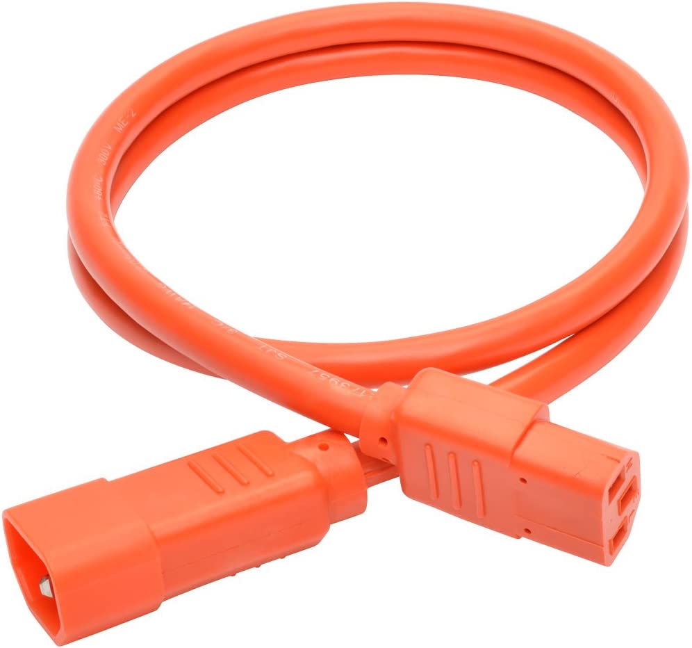 Tripp Lite 3 ft. Heavy Duty Power Extension Cord, C14 to C13, 15A, 14 AWG, Orange (P005-003-AOR) Orange 3 ft.