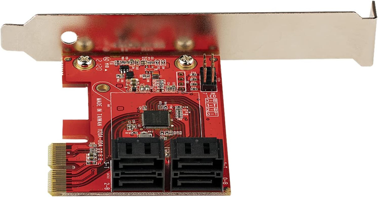 StarTech.com SATA PCIe Card - 4 Port PCIe SATA Expansion Card - 6Gbps - Low/Full Profile - Stacked SATA Connectors - ASM1164 Non-Raid - PCI Express to SATA Converter (4P6G-PCIE-SATA-CARD) PCIe 3.0 | 4 Ports