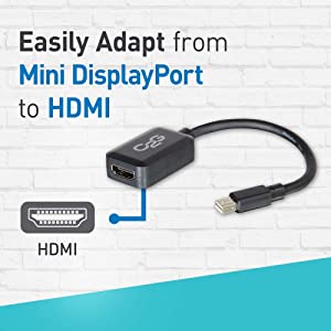 C2g/ cables to go C2G 54314 Mini DisplayPort Male to HDMI Female Adapter Converter, TAA Compliant, White (8 Inches)