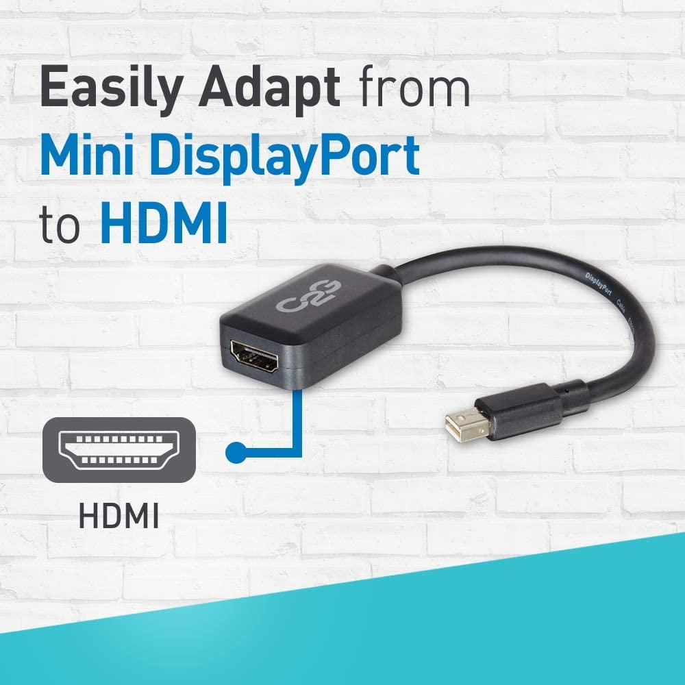 C2g/ cables to go C2G 54313 Mini DisplayPort Male to HDMI Female Adapter Converter, TAA Compliant, Black (8 Inches)