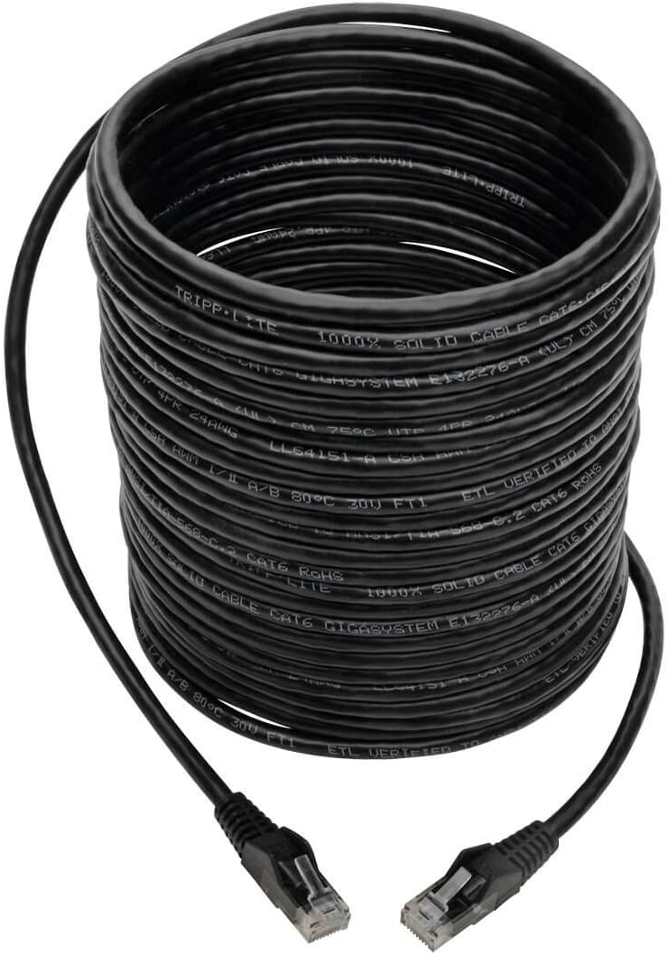 Tripp Lite Cat6 Gigabit Ethernet Snagless Molded Patch Cable 24 AWG 550MHz Premium UTP, Black, RJ45 M/M 35' (N201-035-BK) 35-ft. Black