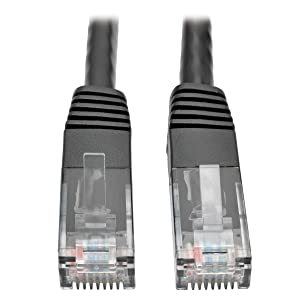 TRIPP LITE N200-010-BKTripp Lite Cat6 Cat5e Gigabit Molded Patch Cable RJ45 M/M 550MHz 10 ft. Black