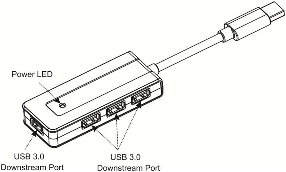 Vantec 4-Port USB 3.0 Bus-Powered Travel Hub (UGT-MH400U3),Black