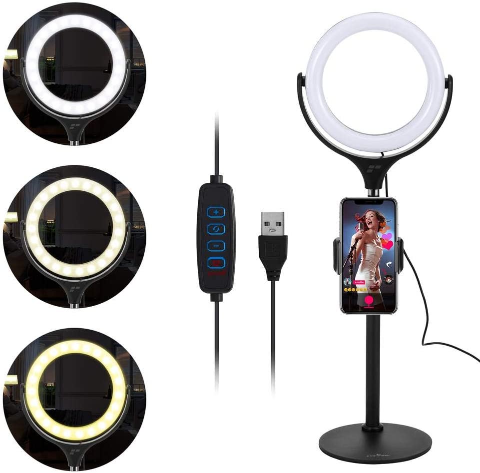 ERGOPIXEL Desktop Tripod Stand W/LED Ring Light, Black (EP-PC0001)