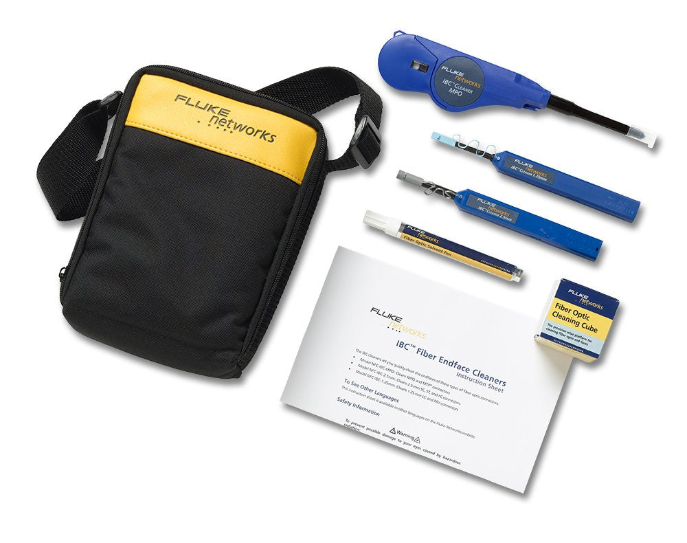 Fluke Networks NFC-KIT-CASE-E Enhanced Fiber Optic Cleaning Kit, Fiber Tester Accessory CASE,ONE CLICKS,CUBE,PEN,SWABS,CARDS