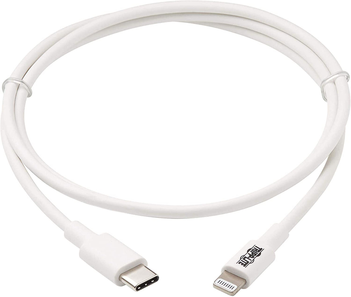 Tripp Lite Lightning to USB-C Charging & Data Cable for Apple iPhone & iPad, MFi Certified, White, 3 Feet / 0.9 Meters, 2-Year Warranty (M102-003-WH)