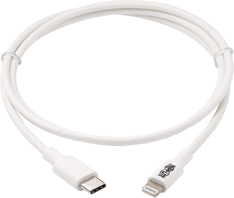 Tripp Lite Lightning to USB-C Charging & Data Cable for Apple iPhone & iPad, MFi Certified, White, 3 Feet / 0.9 Meters, 2-Year Warranty (M102-003-WH)