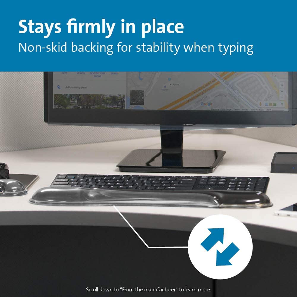 Kensington Duo Gel Keyboard Wrist Rest - Gray (K62395US) Grey Keyboard Wrist Rest