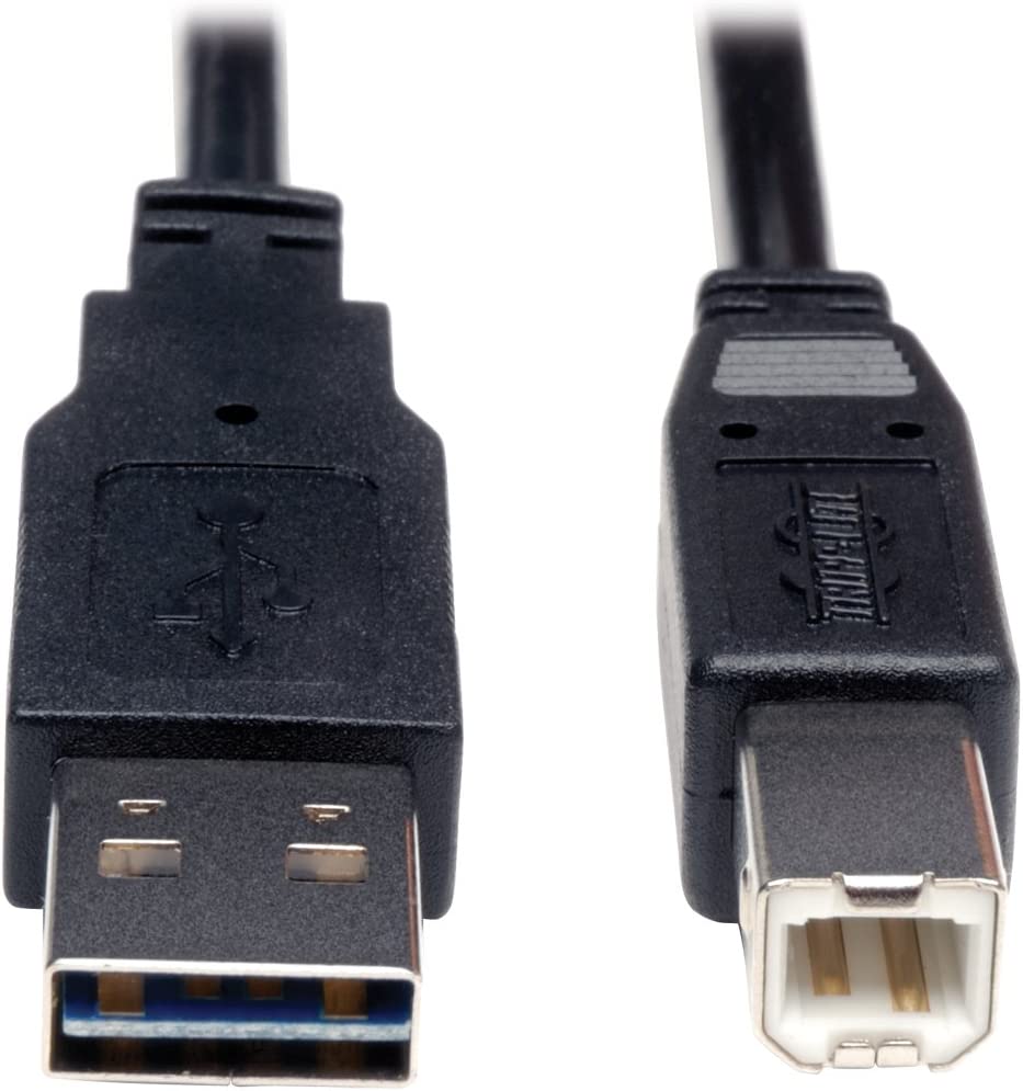 Tripp Lite Universal Reversible USB 2.0 Hi-Speed Cable (Reversible A to B M/M) 3-ft.(UR022-003) , Black