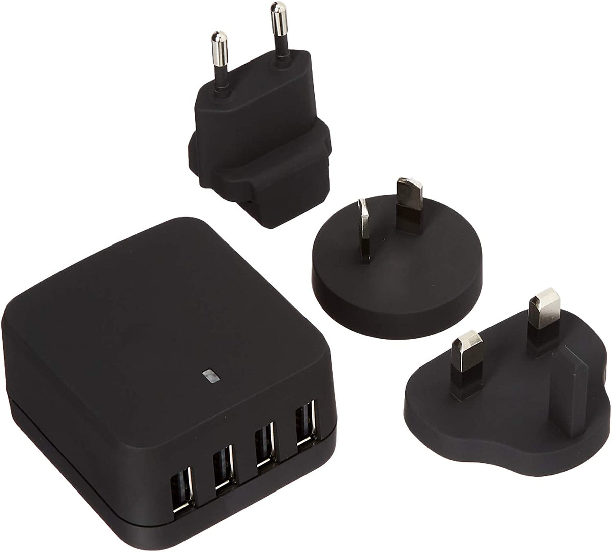 StarTech.com 4-Port Travel USB Wall Charger - 34W/6.8A International Travel Adapter - Portable USB Charging Station (USB4PACBK), Black Black 4 ports
