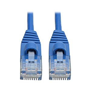 Tripp Lite Cat6a 10G Ethernet Cable, Snagless Molded Slim UTP Network Patch Cable (RJ45 M/M), Blue, 2 Feet / 0.6 Meters, Manufacturer's Warranty (N261-S02-BL) Blue 2 Feet UTP / Slim