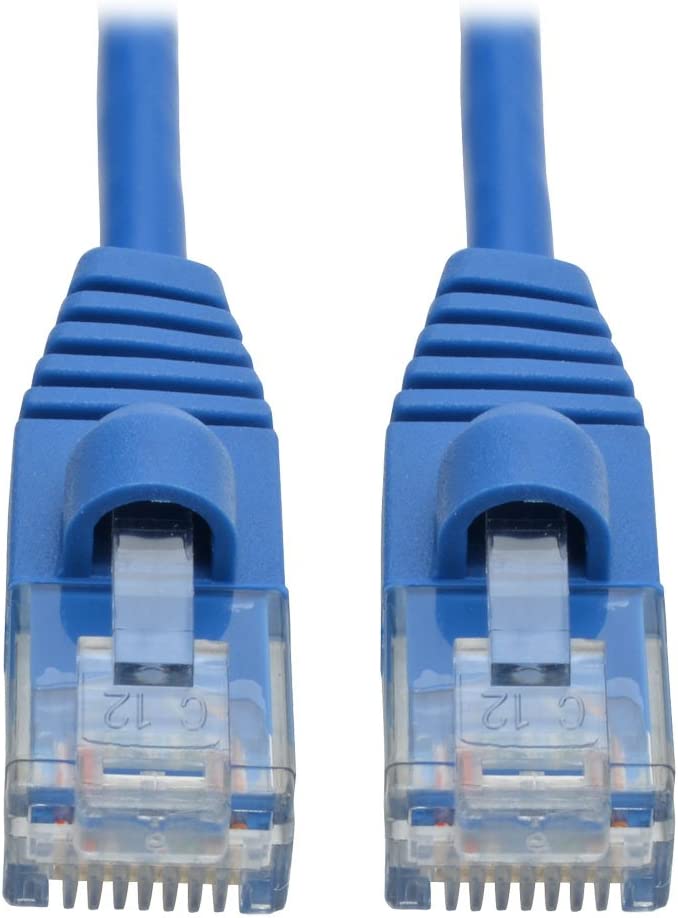 Tripp Lite Cat6a 10G Ethernet Cable, Snagless Molded Slim UTP Network Patch Cable (RJ45 M/M), Black, 1 Foot / 0.3 Meters, Manufacturer's Warranty (N261-S01-BK) Blue 1 Foot UTP / Slim