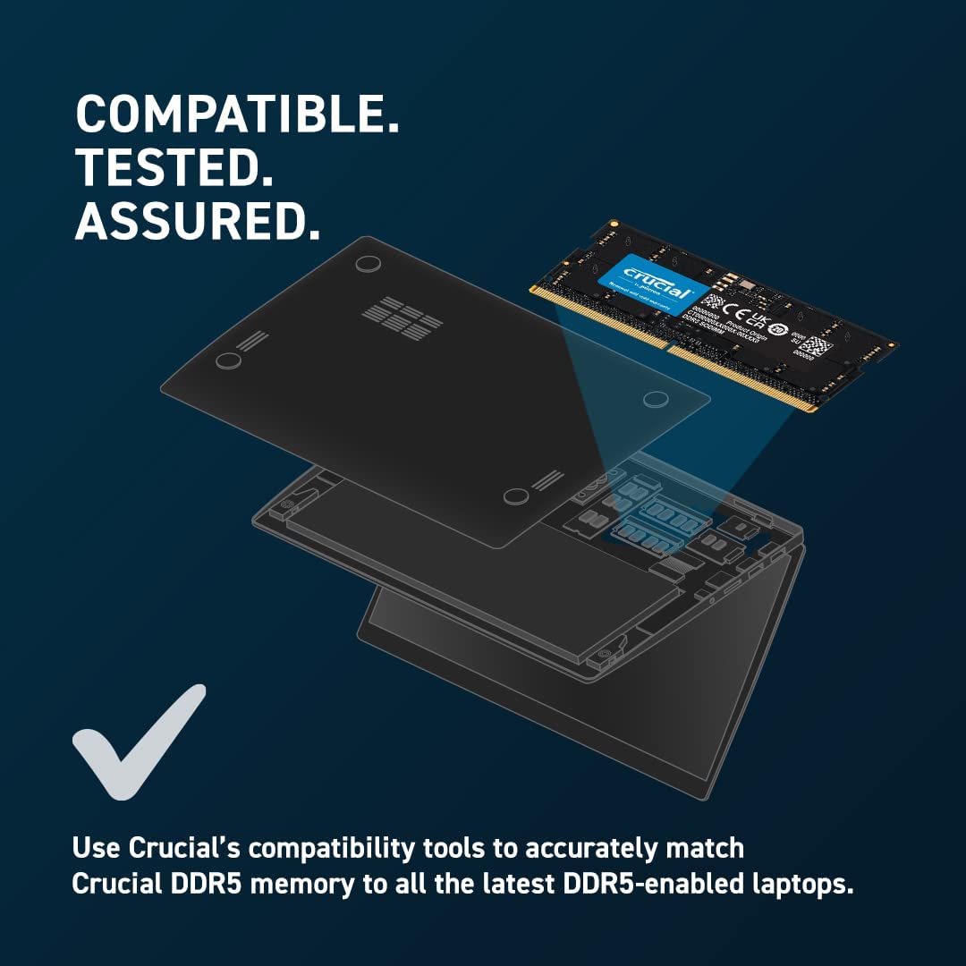 Crucial RAM 32GB DDR5 4800MHz CL40 Laptop Memory CT32G48C40S5 32GB DDR5 SODIMM