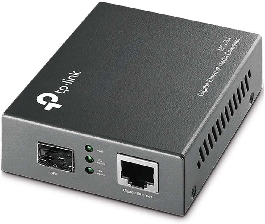 TP-Link Gigabit SFP to RJ45 Fiber Media Converter | Fiber to Ethernet Converter | 10/100/1000Mbps RJ45 Port to 1000Base-SX/LX SFP Slot Supporting MiniGBIC Modules (MC220L)