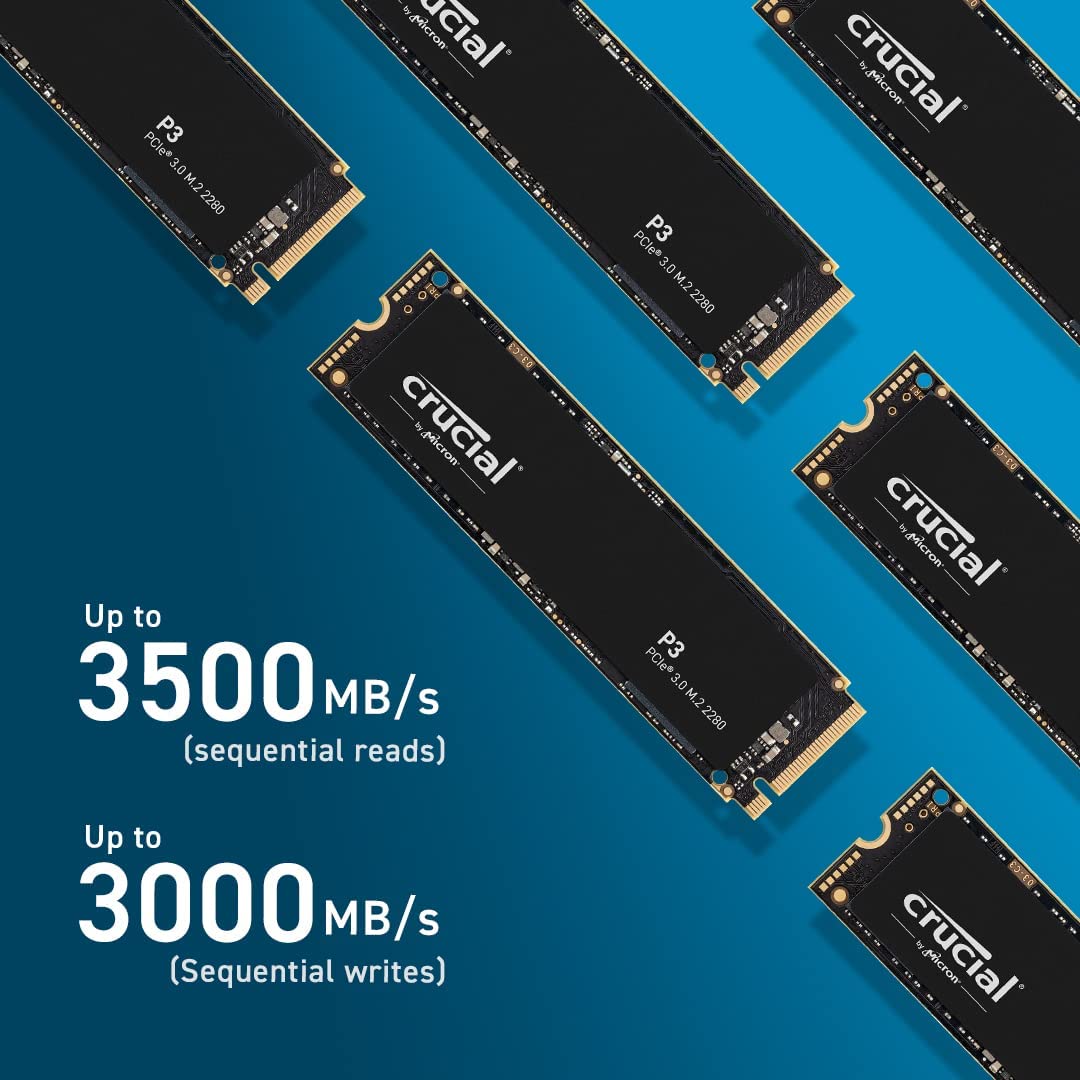 Crucial P3 2TB PCIe 3.0 3D NAND NVMe M.2 SSD, up to 3500MB/s - CT2000P3SSD8 2TB P3