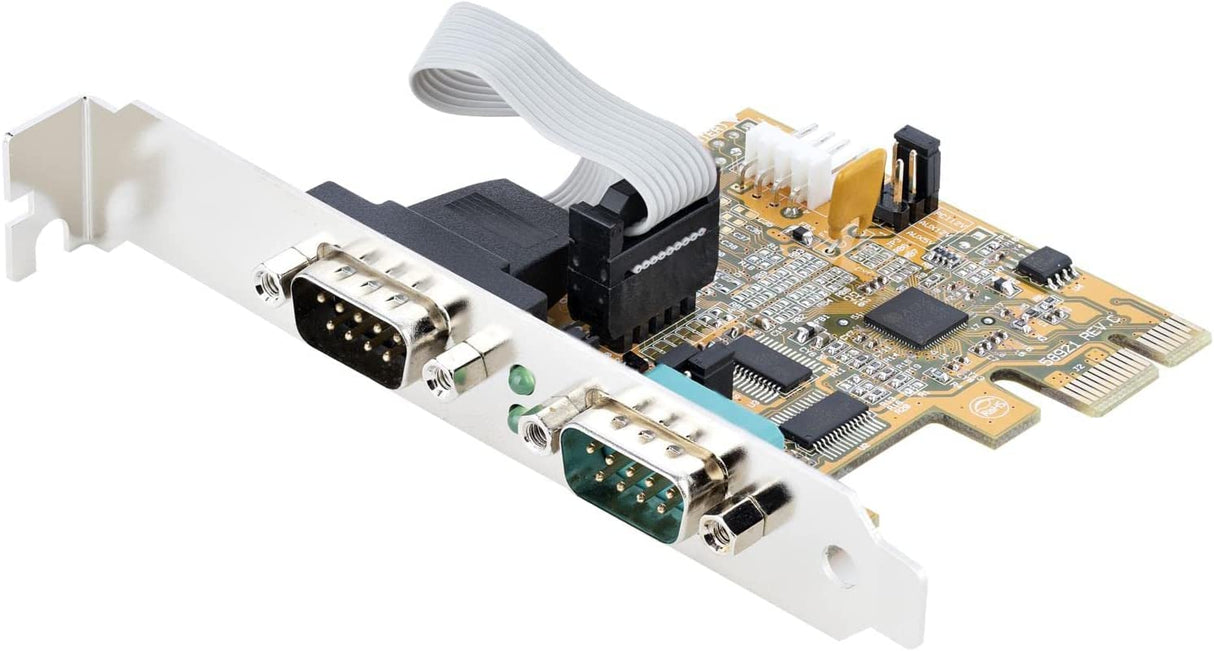 StarTech.com 2-Port PCI Express Serial Interface Card, Dual Port PCIe to RS232 (DB9) Serial Card, 16C1050 UART, Standard/Low Profile Brackets, COM Retention, for Windows/Linux (21050-PC-SERIAL-CARD)