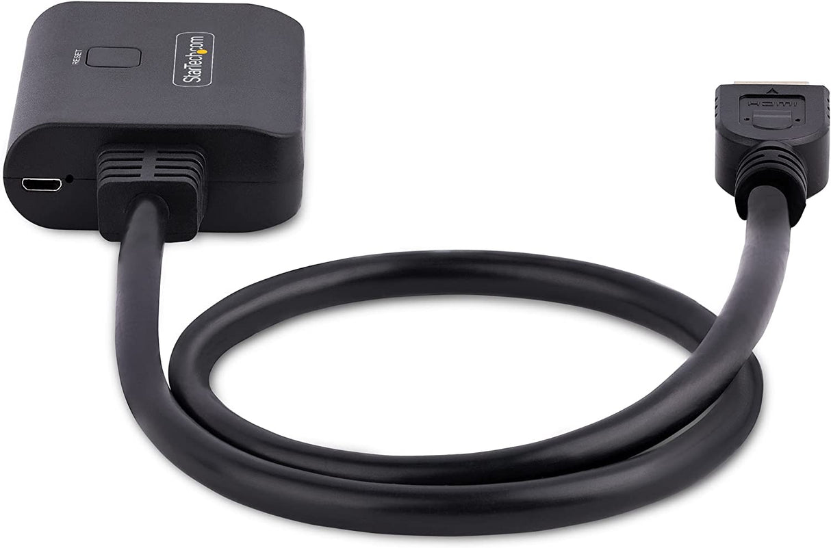 StarTech.com 2-Port HDMI Splitter, 4K 60Hz HDMI 2.0 Video, 4K HDMI Splitter 1 in 2 Out, 1x2 HDMI Display/Output Splitter, HDR/HDCP, 20in (50cm) Built-in HDMI Cable (HDMI-SPLITTER-4K60UP)