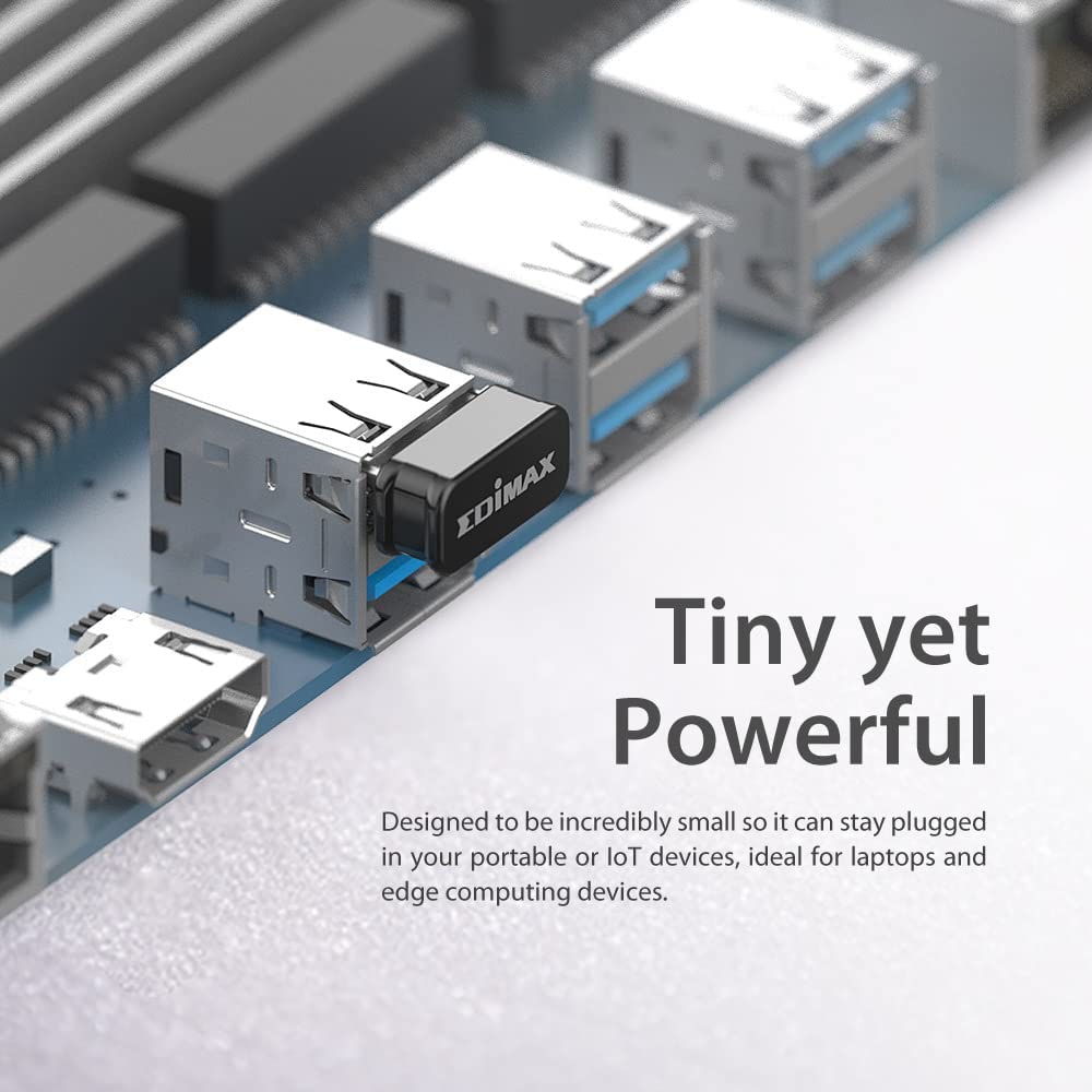 Edimax Wi-Fi 4 802.11n Adapter for PC *New Version* Wireless N150 Nano USB Adapter Dongle,150Mbps, Smallest Wi-Fi 4 Dongle, Win 11 Plug-n-Play, Mac OS, Linux, EW-7811Un V2, Black