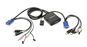 IOGEAR 2-Port USB VGA Cable KVM Switch with Cables, Remote, Audio and Mic, GCS72U 2-Port VGA with Audio