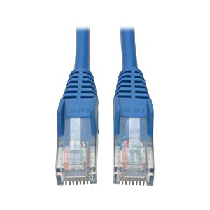 Tripp Lite Cat5e 350MHz Snagless Molded Patch Cable (RJ45 M/M) - Blue, 10-ft.(N001-010-BL) 10 Feet Blue