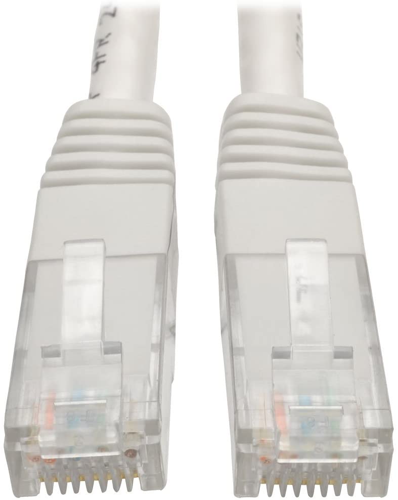 Tripp Lite Cat6 Cat5e Gigabit Molded Patch Cable RJ45 M/M White 550Mhz 100ft 100' (N200-100-WH) 100 ft. White