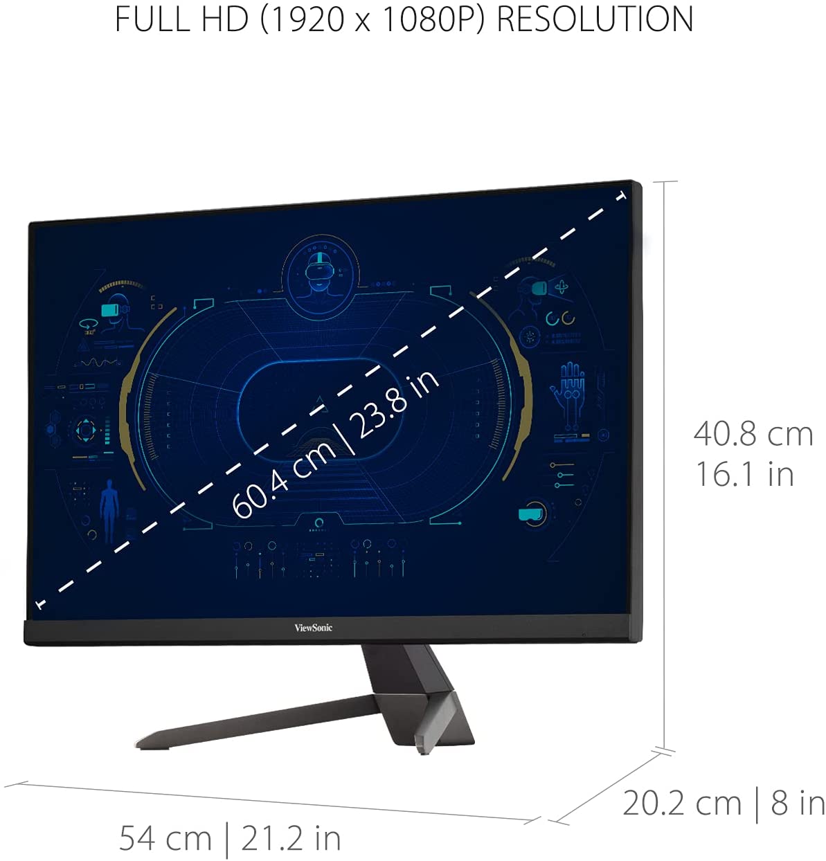 ViewSonic VX2467-MHD 24 Inch 1080p Gaming Monitor with 75Hz, 1ms, Ultra-Thin Bezels, FreeSync, Eye Care, HDMI, VGA, and DP 24-Inch 1ms