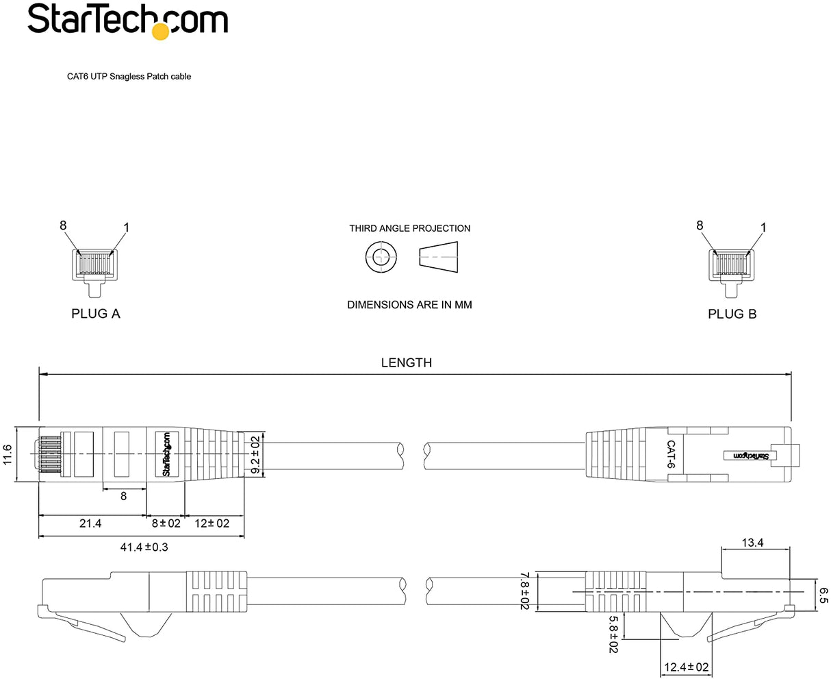 StarTech 6In Blue Cat6 Patch Cable with Snagless Rj45 Connectors, Short Etherne N6patch6inbl Blue 0.5 ft 1 Pack