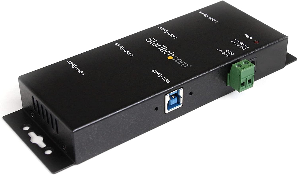 StarTech.com 4-Port USB 3.0 Hub - Metal Industrial USB-A Hub - Wall or Desk Mountable USB Data Hub - TAA Compliant USB Expander Hub (ST4300USBM)