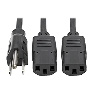 Tripp Lite P006-006-2 6-Ft Nema 5-15P to 2X Iec-320-C13 Standard Power Cord Y Split
