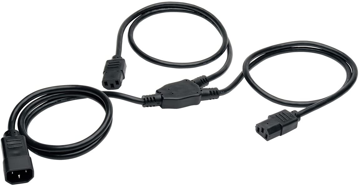 Tripp Lite Computer Power Extension Cord Y Splitter Cable 10A, 18AWG (IEC-320-C14 to 2x IEC-320-C13) 6-ft.(P004-006-2C13),Black