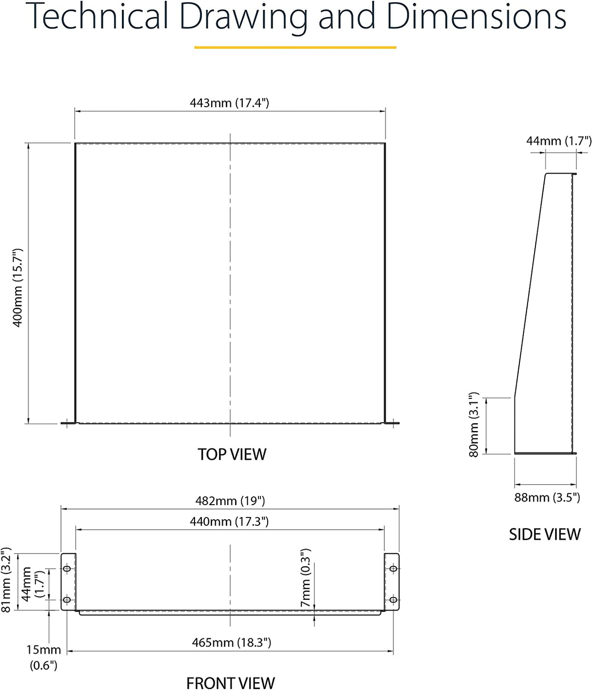 StarTech.com 2U Server Rack Shelf - Universal Rack Mount Cantilever Shelf for 19" Network Equipment Rack & Cabinet - Heavy Duty Steel – Weight Capacity 44lb/20kg - 16" Deep Tray, Black (CABSHELF) 16" Depth 2U
