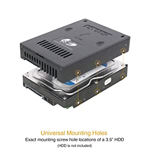 ICY DOCK Light Weight 2.5" to 3.5" SATA (22pin) HDD & SSD Converter / Mounting Kit for Internal 3.5" Drive Bay | EZConvert Lite MB882SP-1S-2B Classic Black